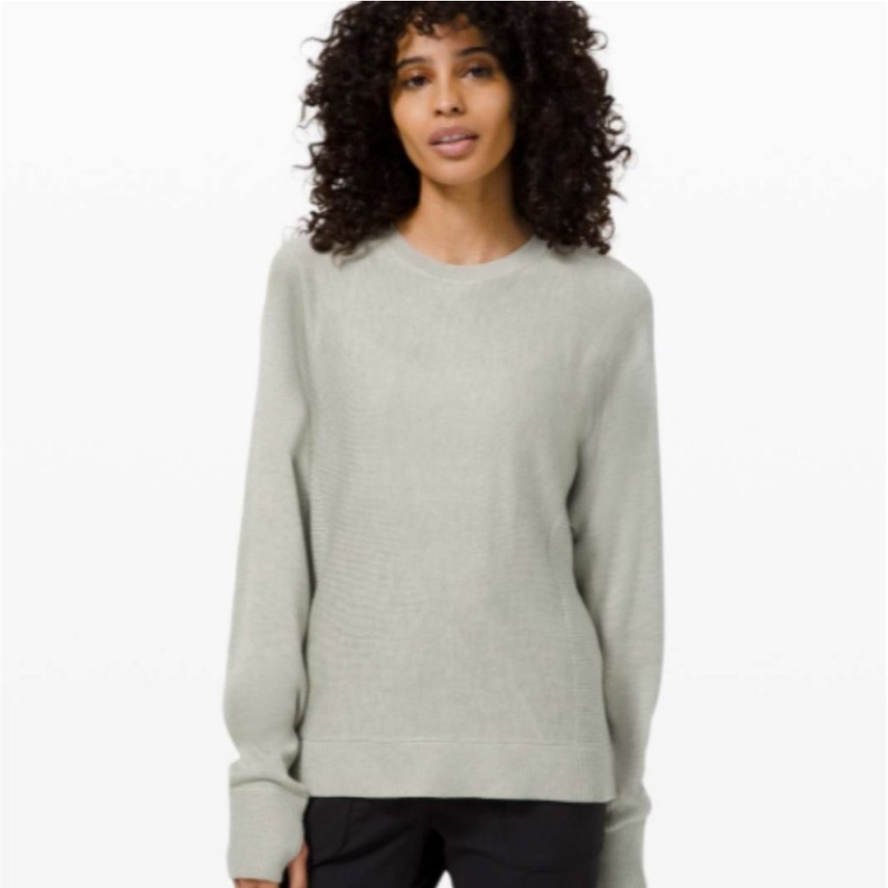 NWT💚Lululemon Cashlu Knit Pullover in Heathered Green Fern, Size 8 & Lulu 🛍️